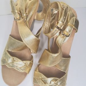 Gold strapped shoe